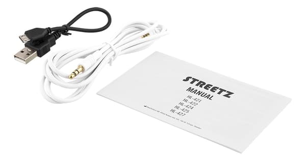 STREETZ Vikbart on-ear BT headset, 3.5 mm, vit