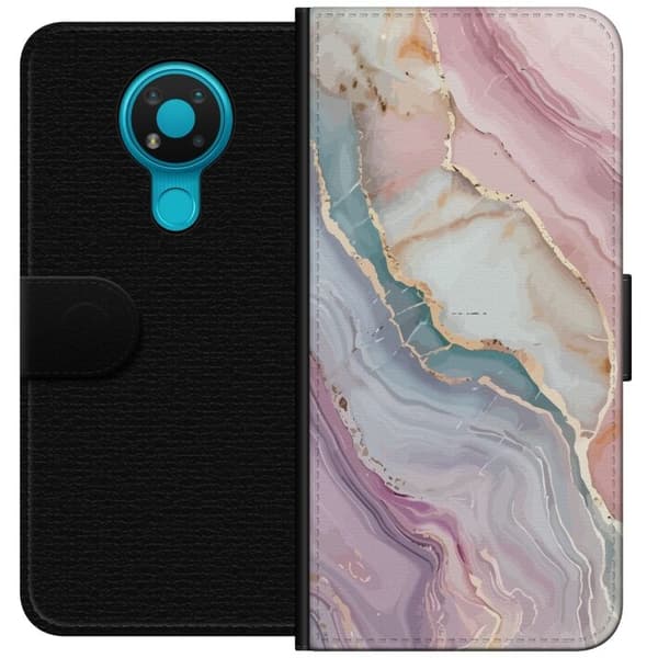 Tegnebogsetui til Nokia 3.4 med Marmor motiv