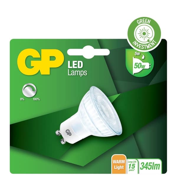GP LED-lampe, GU10, DIM, 5W (50W), 345lm