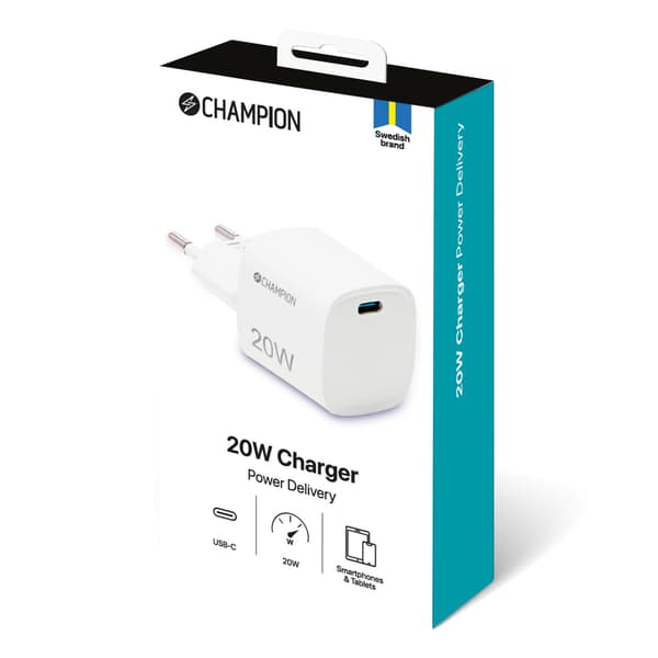 Champion Laddare 20W PD Vit