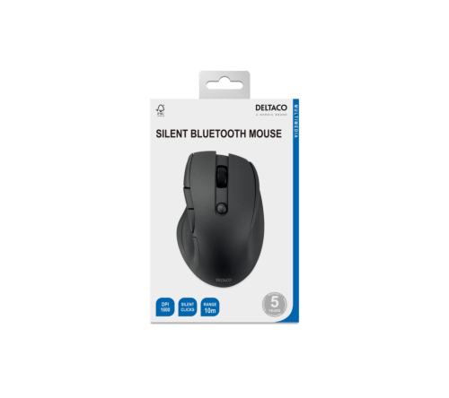 Deltaco Silent Bluetooth Office mouse 5 buttons, 600-1200 DPI, black