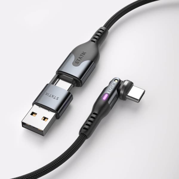 STATIK Kaapeli PowerPivot Pro Nylon Punottu USB-C USB-C:hen Musta 1m