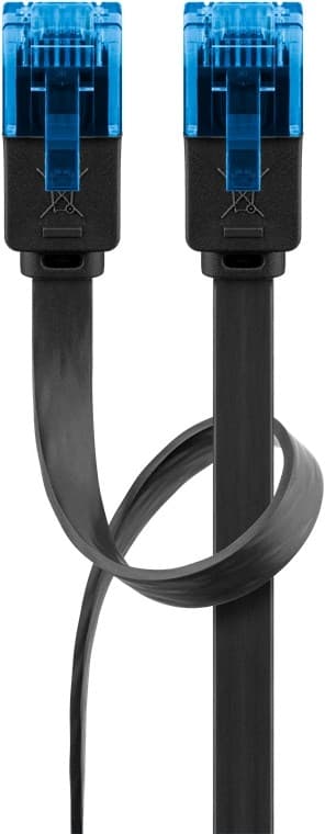 Goobay CAT 6A flat patchkabel, U/UTP, svart kobberleder (CU), 15 m