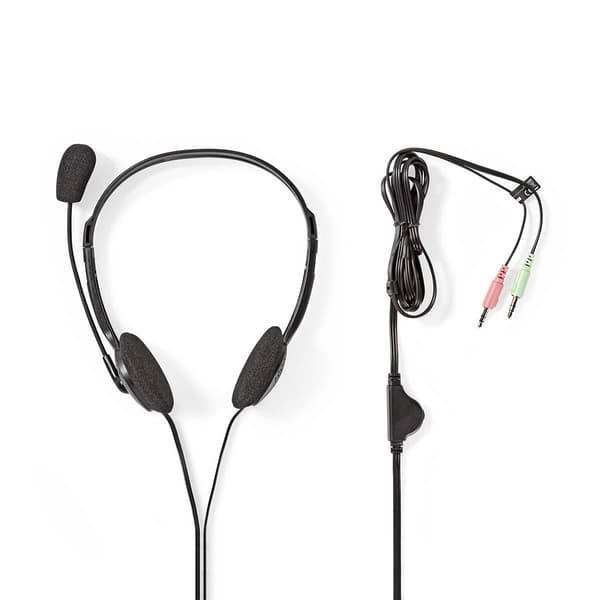 Nedis PC-headset | On-Ear | Stereo | 2x 3.5 mm | Fold-væk-mikrofon | Sort