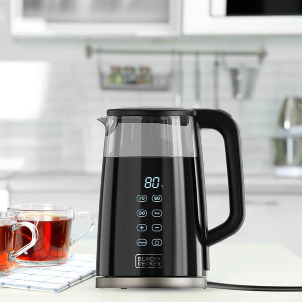 BLACK+DECKER Elkedel Glas Sort 1,7 L