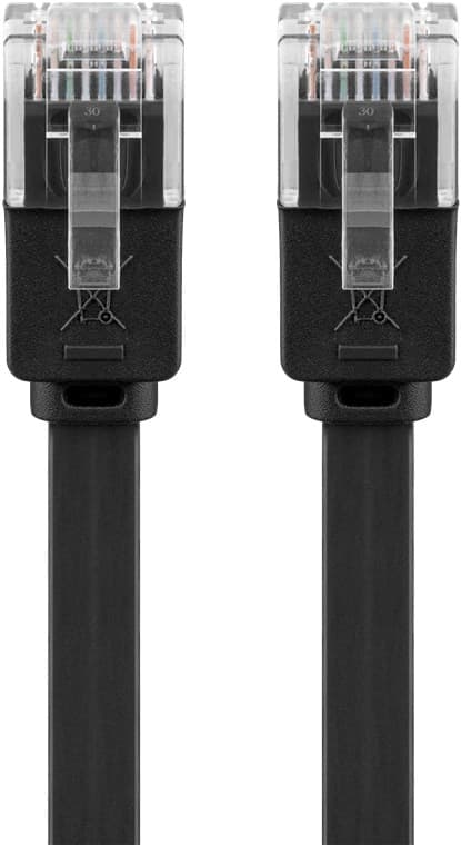 Goobay CAT 6 flat patchkabel, U/UTP, svart kobberleder (CU), 2 m