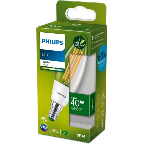 Philips LED E14 Crown 40W Clear 485lm Energiklasse A