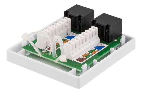 DELTACO unshielded network socket, Surface UTP 2xRJ45, Cat6, white