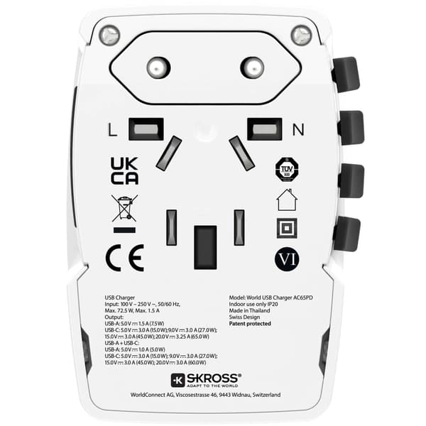 SKROSS World USB Charger AC65PD USB-C PD + USB-A 65W