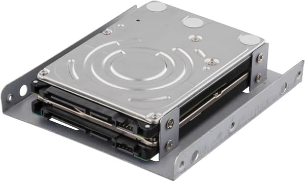 DELTACO asennusraami, 2x2,5" HDD - 3,5", hopea