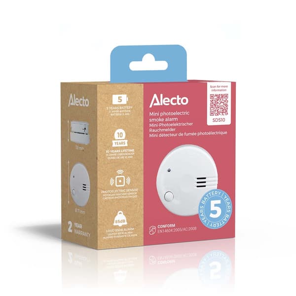 Alecto Minirökdetektor med 5 års batteri Vit