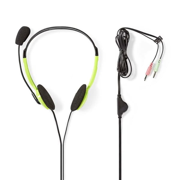 Nedis PC-headset | On-Ear | Stereo | 2x 3.5 mm | Fold-væk-mikrofon | Grøn