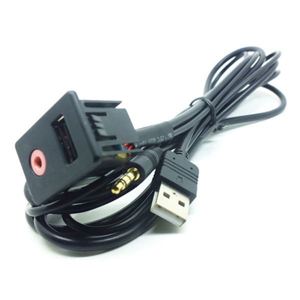 Forlengelseskabel med USB og Aux, 1,5m
