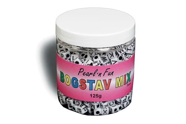 Pearl`n fun Bogstavperler 7mm sort/hvid,125g