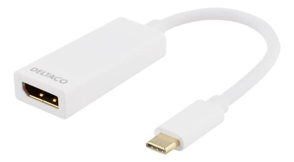 DELTACO sovitin USB 3.1 - DP, Type C uros - DP naaras, 4K, UHD, valk.