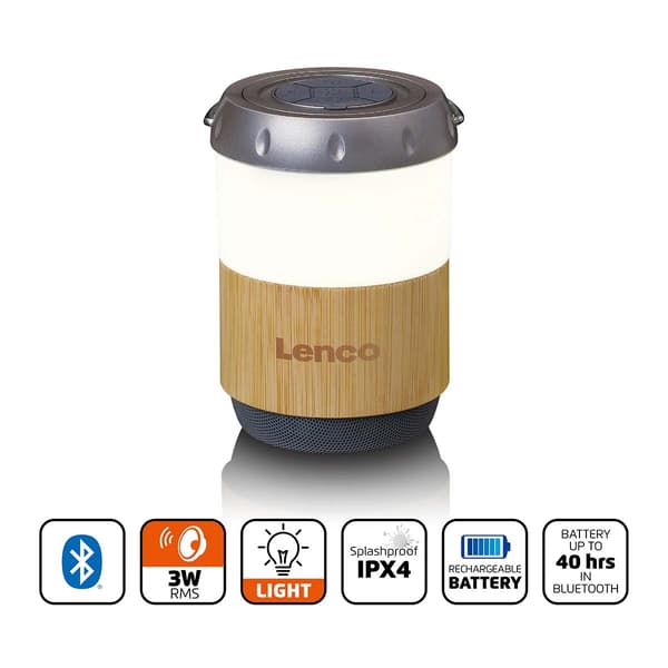 Lenco Lyhty, jossa on sisäänrakennettu Bluetooth®-kaiutin Bambu