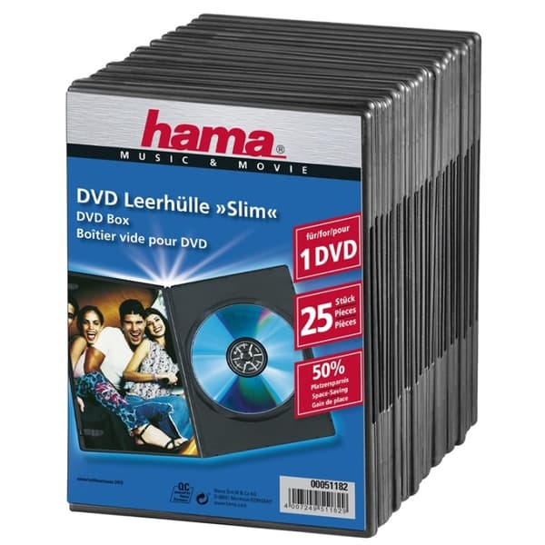 Hama DVD-Box Slim Svart  25-pack