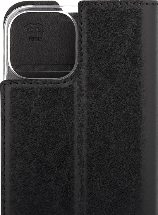 Wave BookCase -suojakotelo, iPhone 13 mini, musta