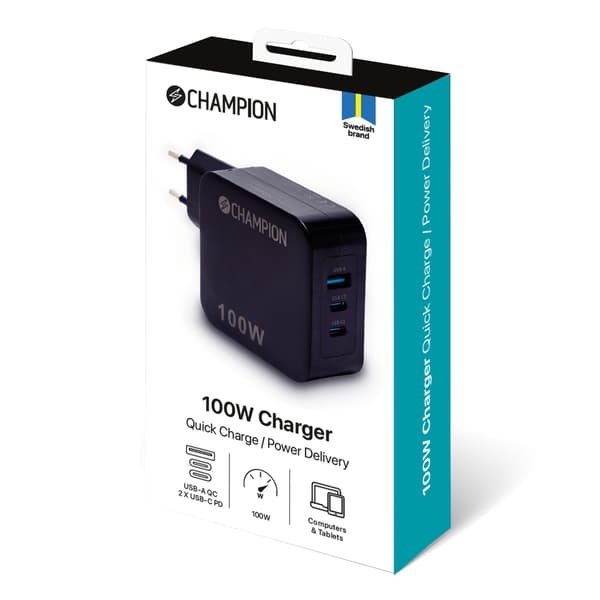 Champion Lader 100W PD / QC Svart