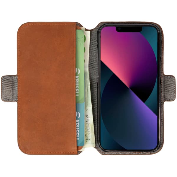 Krusell Nahka Puhelin lompakko iPhone 13 Mini Cognac