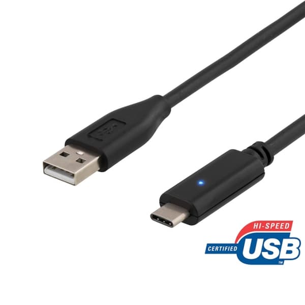 DELTACO USB 2.0 cable, Type A M - Type C M, 2m, black