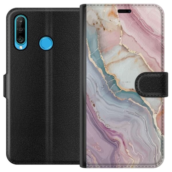 Tegnebogsetui til Huawei P30 lite med Marmor motiv