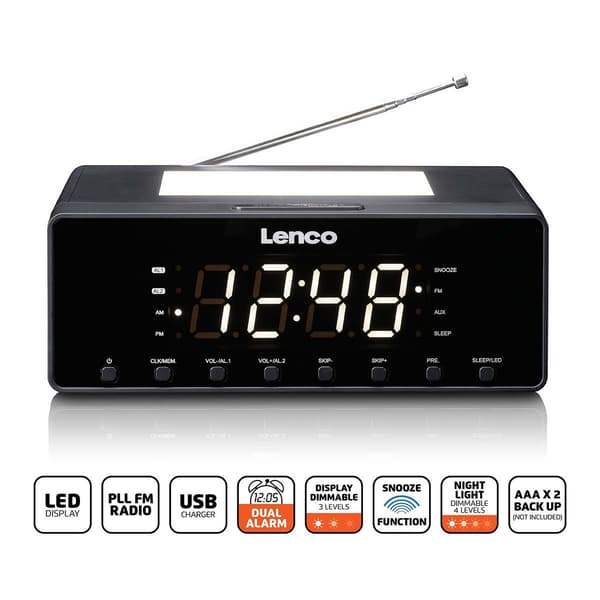 Lenco Klokkeradio med nattlys