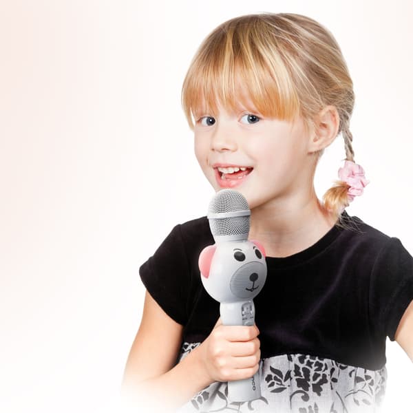Lenco Karaokemikrofon med Bluetooth® SD-stik lys Aux Out Hvid