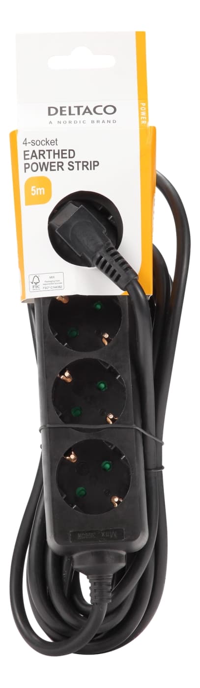 DELTACO outlet 4xCEE 7/3 1xCEE 7/7 5m black