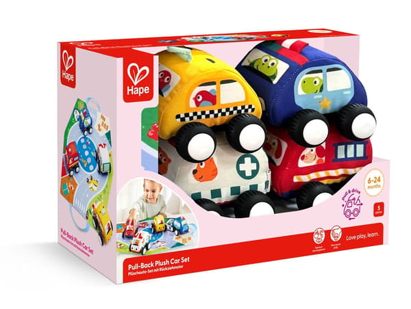 Hape Pull-Back plysjbilsett (87-0076)