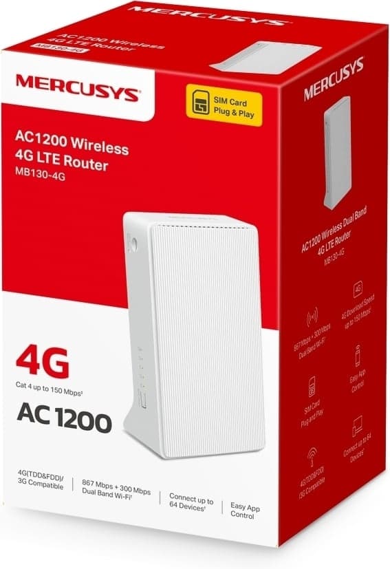 Mercusys MB130 4G LTE-modem och WiFi-basstation