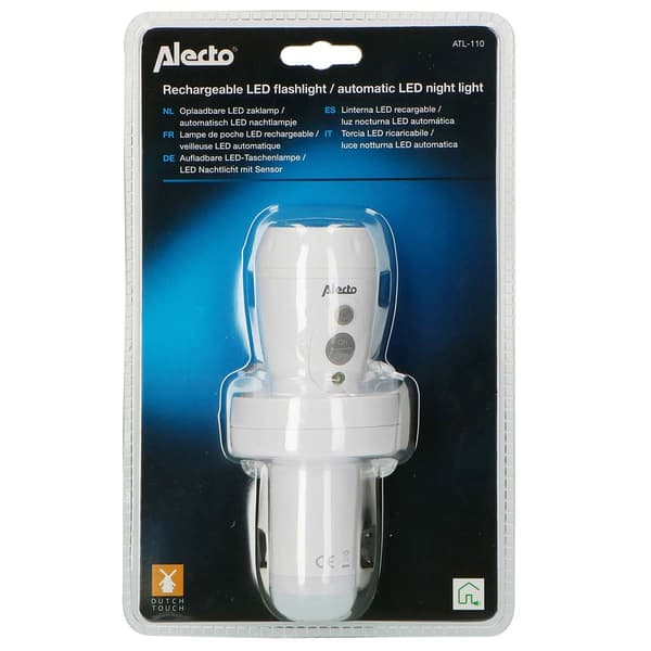 Alecto Genopladelig LED-lommelygte hvid