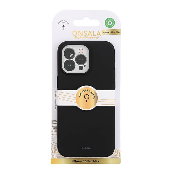 Onsala Mobilcover Silikonefølelse MagSeries Sort - iPhone 15 Pro Max