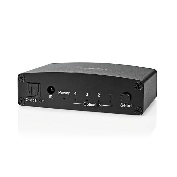 Nedis Digital Audio Switch | 4-vejs | Indgang til lyd- / video- / dataforbindelser: DC Power / 4x TosLink | Audio / video / dataforbindelser output: T