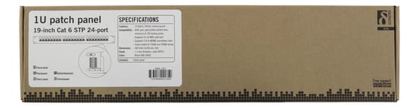 DELTACO STP patch panel, 24xRJ45, Cat6, 1U, 19", metal, black