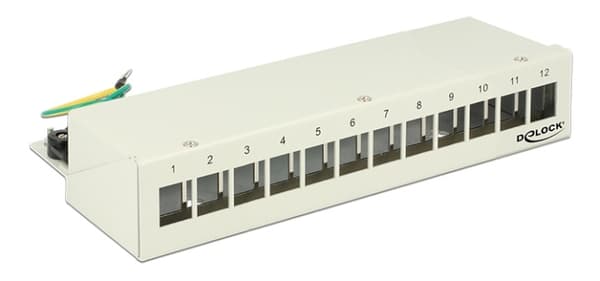 DeLOCK kretspanel, 12 porter, for keystone-kontakter, skjermet, grå