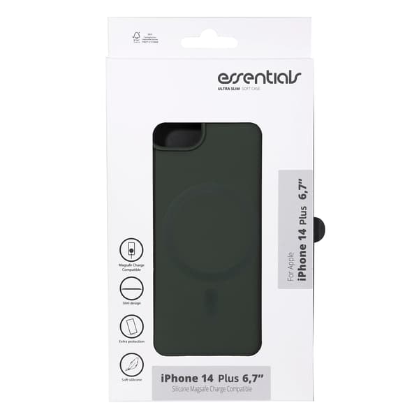 Essentials iPhone 14 Plus Silicone Mag back cover, Green