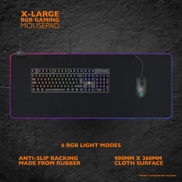 DELTACO GAMING DMP310 RGB-musematte, 90x36cm, 13 LED moduser, svart
