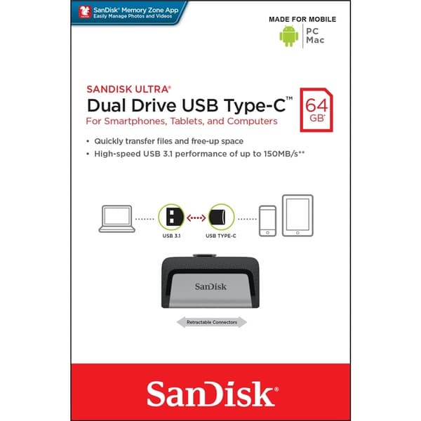 SanDisk USB 3.1 Ultra Dual USB-C 64GB