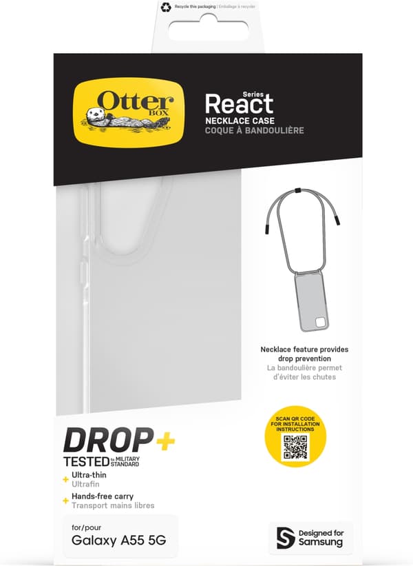 Otterbox React Necklace skyddsfodral med rem, transparent, Samsung Galaxy A55