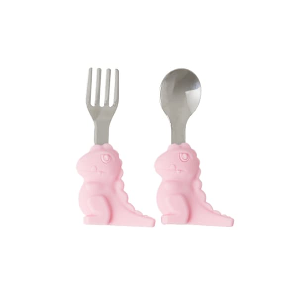 RICE Børnebestik i rustfrit stål Pink