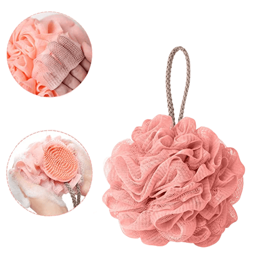 Dusch- och Badsvamp med exfolierande borste 2-pack, Rosa