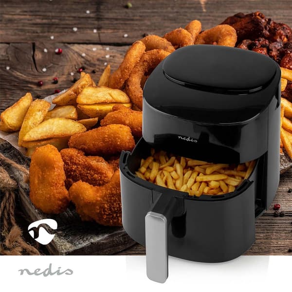 Nedis Varmluftsfritös | Timer: 4 h | Antal förinställda program: 8 | Digital | Svart