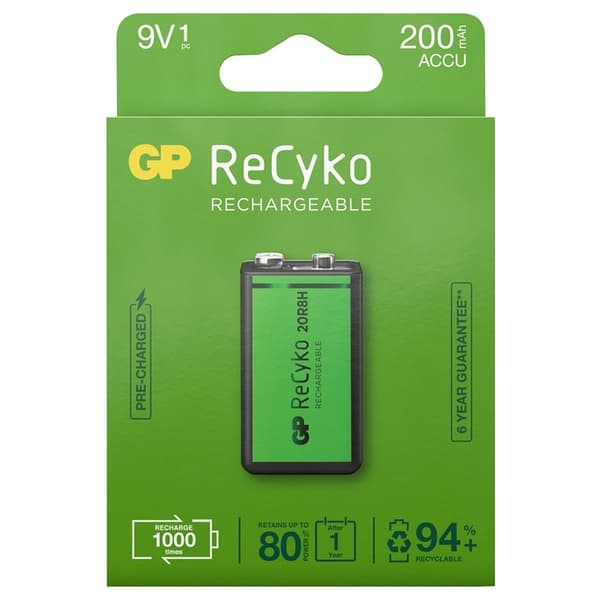 GP ReCyko ladattava 9V paristo