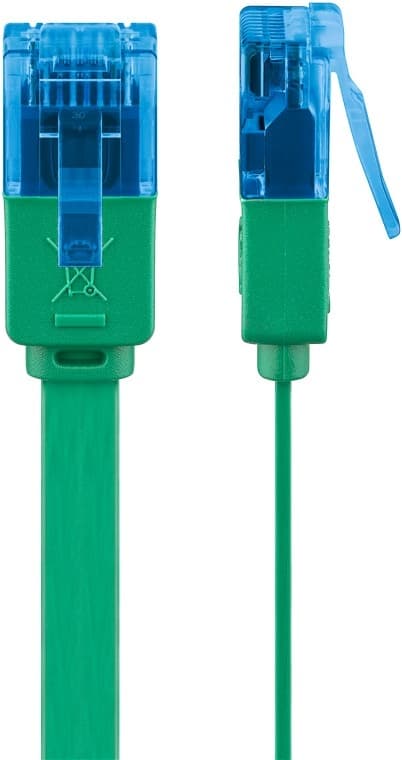 Goobay CAT 6A platt patchkabel, U/UTP, grön kopparledare (CU), 0.5 m