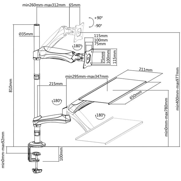LogiLink Arbetsstation Sit-Stand 13-27"