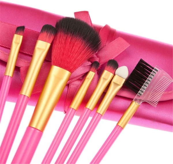 Professionella skonsamma sminkborstar, 7-pack, rosa
