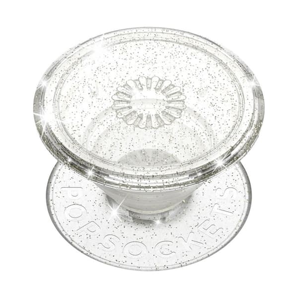 PopSockets Clear Glitter Silver Irrotettava Grip Telinetoiminnolla
