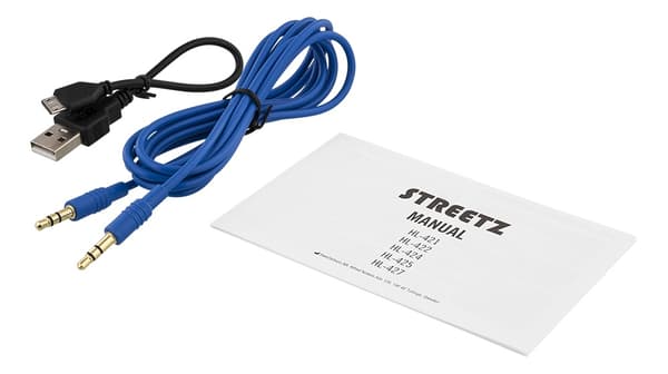 STREETZ Vikbart on-ear BT headset, 3.5 mm, blå