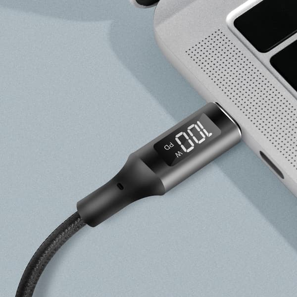 LogiLink USB-C - USB-C-kabel med display 100W 1 m Svart
